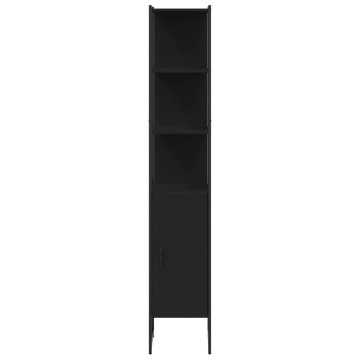 Dulap de baie, negru, 33x33x185,5 cm, lemn prelucrat - Img 5