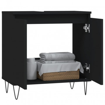 Dulap de baie, negru, 58x33x60 cm, lemn prelucrat - Img 3