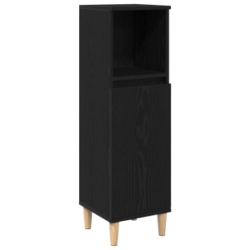 Dulap de baie Negru Stejar 30x30x100 cm Lemn prelucrat - Img 2
