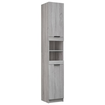 Dulap de baie, sonoma gri, 32x34x188,5 cm, lemn prelucrat - Img 2