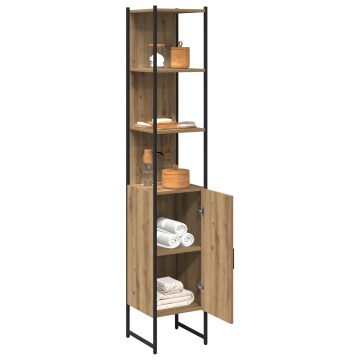 Dulap de Baie Stejar Artisan 33x33x185,5 cm Lemn Prelucrat - Img 3