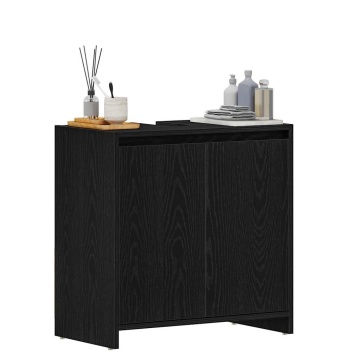 Dulap de baie stejar negru 60x33x60 cm lemn prelucrat - Img 4