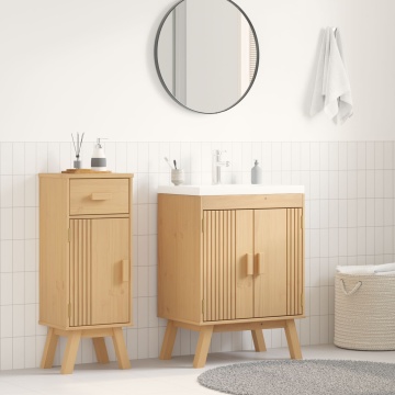 Dulap de bază pentru chiuvetă 114x43x73,5 cm Lemn masiv de pin - Img 1