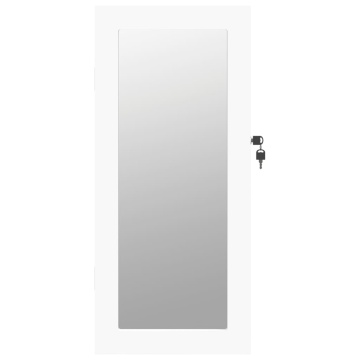Dulap de bijuterii cu oglindă de perete, alb, 30x8,5x67 cm - Img 4