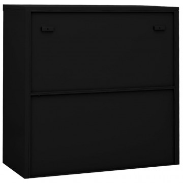 Dulap de birou cu ușă glisantă, negru, 90x40x90 cm, oțel - Img 8
