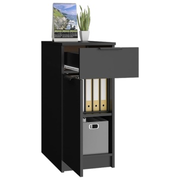 Dulap de birou, negru, 33,5x50x75 cm, lemn prelucrat - Img 8