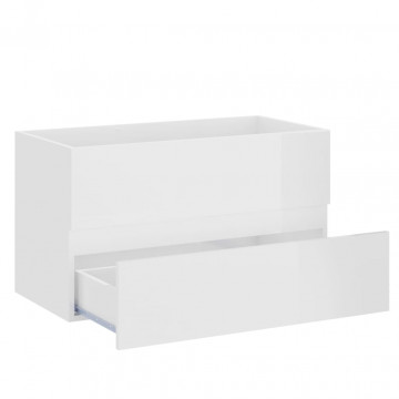 Dulap de chiuvetă, alb extralucios, 80x38,5x45 cm, PAL - Img 4