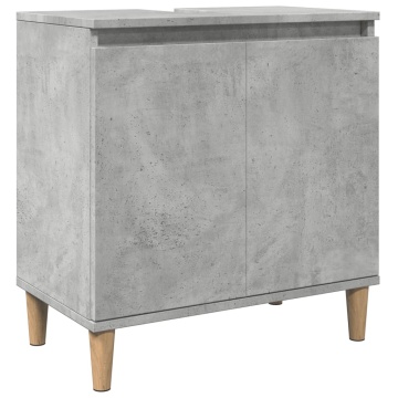 Dulap de chiuvetă, gri beton, 58x33x60 cm, lemn prelucrat - Img 2