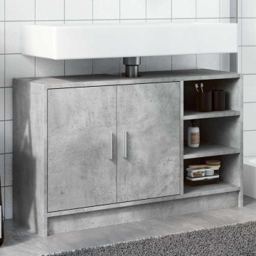 Dulap de chiuvetă, gri beton, 90x29x55 cm, lemn prelucrat - Img 1