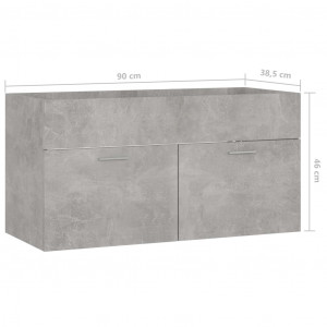 Dulap de chiuvetă, gri beton, 90x38,5x46 cm, PAL - Img 7