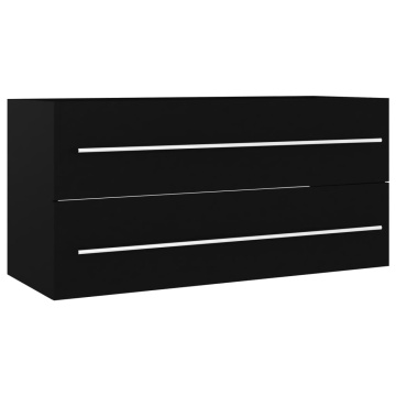 Dulap de chiuvetă, negru, 100x38,5x48 cm, lemn prelucrat - Img 2