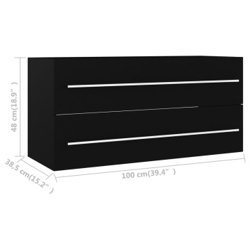 Dulap de chiuvetă, negru, 100x38,5x48 cm, lemn prelucrat - Img 6