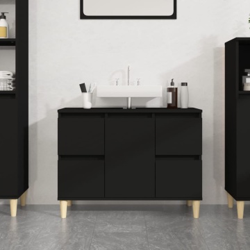 Dulap de chiuvetă, negru, 80x33x60 cm, lemn prelucrat - Img 1