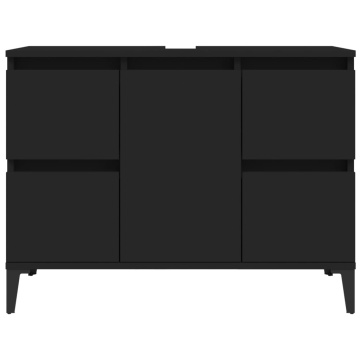 Dulap de chiuvetă, negru, 80x33x60 cm, lemn prelucrat - Img 8