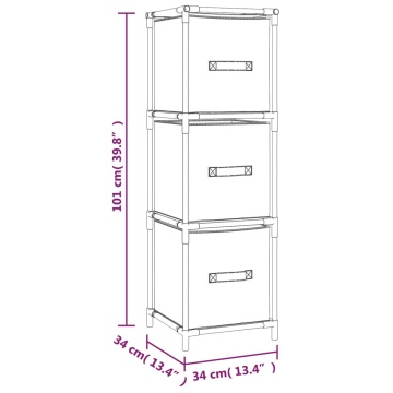 Dulap de depozitare cu 3 sertare textile, gri 34x34x101 cm oțel - Img 6