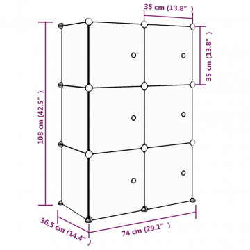 Dulap de depozitare cub pentru copii, 6 cuburi, roz, PP - Img 7