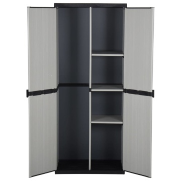 Dulap de depozitare grădină cu 3 rafturi gri/negru 68x40x168 cm - Img 3