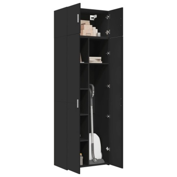 Dulap de depozitare, negru, 70x42,5x225 cm, lemn prelucrat - Img 3