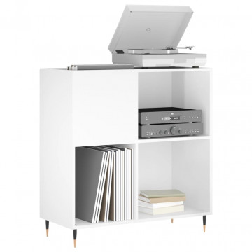 Dulap de discuri alb extralucios 84,5x38x89 cm lemn compozit - Img 3