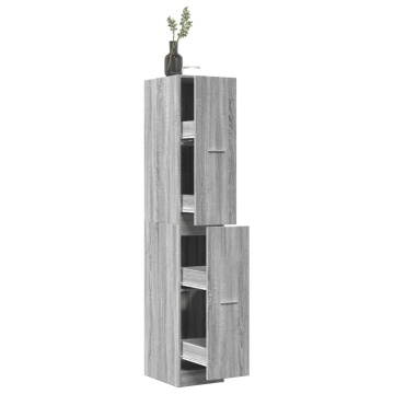 Dulap de farmacie, sonoma gri, 30x41x174,5 cm, lemn prelucrat - Img 1