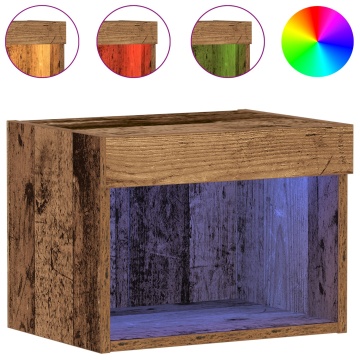 Dulap de perete cu lumini LED Lemn vechi 40x30x30 cm - Img 4