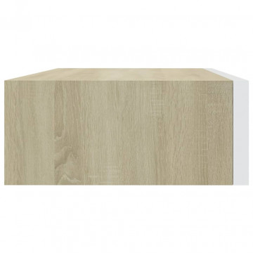 Dulap de perete cu sertar, alb și stejar, 40x23,5x10 cm, MDF - Img 8