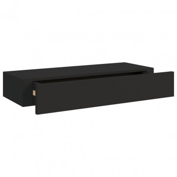 Dulap de perete cu sertar, negru, 60x23,5x10 cm, MDF - Img 6