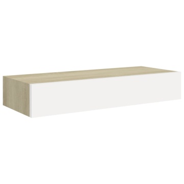 Dulap de perete cu sertar, stejar și alb, 60x23,5x10 cm, MDF - Img 2