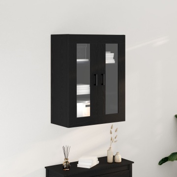 Dulap de perete cu uși din sticlă, stejar negru, 69,5x34x90 cm - Img 1