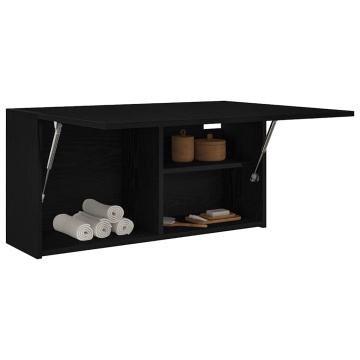 Dulap de perete de baie, negru, 80x25x40 cm, lemn prelucrat - Img 4