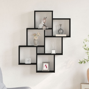 Dulap de perete din lemn negru de stejar 78x15x92 cm MDF - Img 4