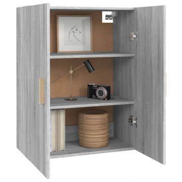 Dulap de perete suspendat, gri sonoma, 69,5x34x90 cm - Img 8