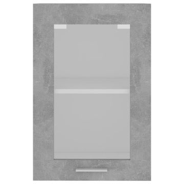 Dulap de sticlă suspendat gri beton 40x31x60 cm lemn prelucrat - Img 6