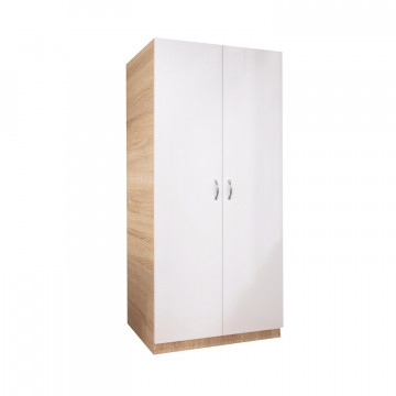 Dulap Depozitare RIO, Sonoma cu usi Albe, 175x100x50cm, Material PAL 18mm - Img 1