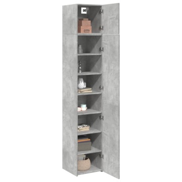 Dulap depozitare slim gri beton 40x42,5x225 cm lemn prelucrat - Img 3