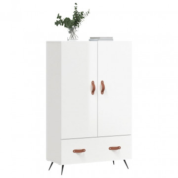 Dulap înalt, alb extralucios, 69,5x31x115 cm, lemn prelucrat - Img 4