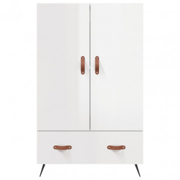 Dulap înalt, alb extralucios, 69,5x31x115 cm, lemn prelucrat - Img 5