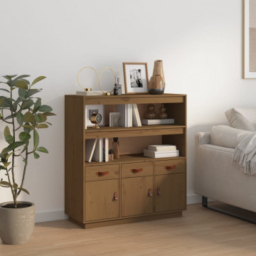 Dulap înalt, maro miere, 100x40x108,5 cm, lemn masiv pin - Img 1