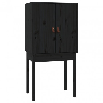 Dulap înalt, negru, 60x40x120 cm, lemn masiv de pin - Img 8
