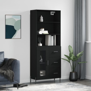 Dulap înalt, negru, 69,5x34x180 cm, lemn compozit - Img 1