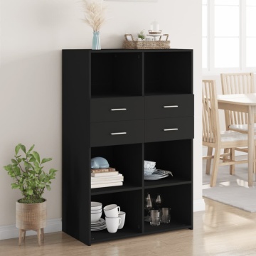 Dulap înalt, negru, 80x42,5x124 cm, lemn prelucrat - Img 1