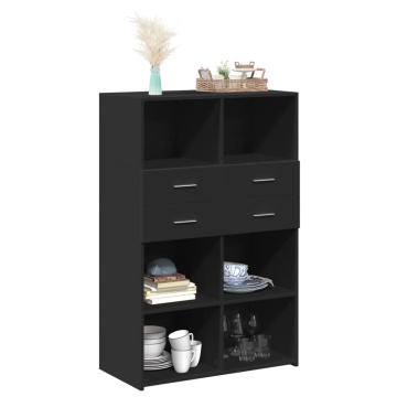 Dulap înalt, negru, 80x42,5x124 cm, lemn prelucrat - Img 3