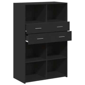 Dulap înalt, negru, 80x42,5x124 cm, lemn prelucrat - Img 6