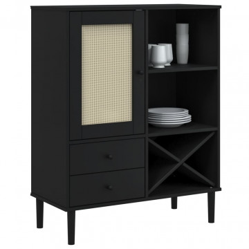 Dulap înalt SENJA aspect ratan negru, 90x40x112cm - Img 3