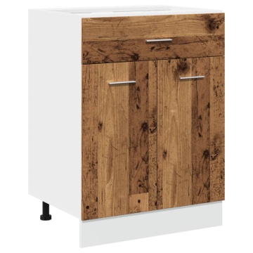 Dulap inferior cu sertar lemn vechi 60x46x81,5cm lemn prelucrat - Img 2