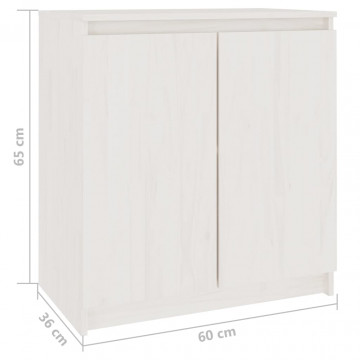 Dulap lateral, alb, 60x36x65 cm, lemn masiv de pin - Img 7