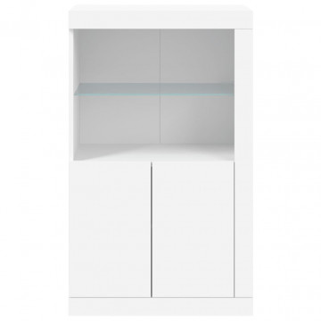 Dulap lateral cu lumini LED, alb, lemn prelucrat - Img 6