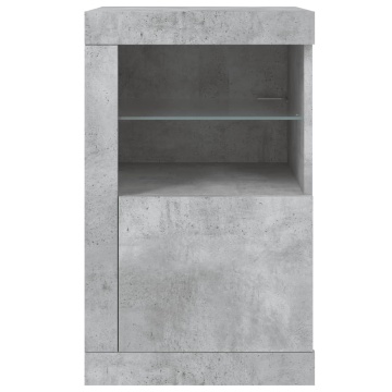 Dulap lateral cu lumini LED, gri beton, lemn prelucrat - Img 6
