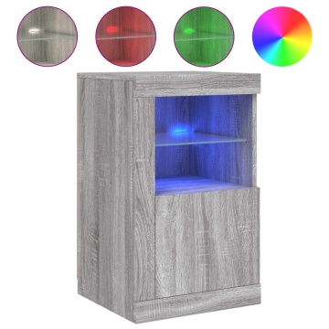 Dulap lateral cu lumini LED, gri sonoma, lemn prelucrat - Img 2
