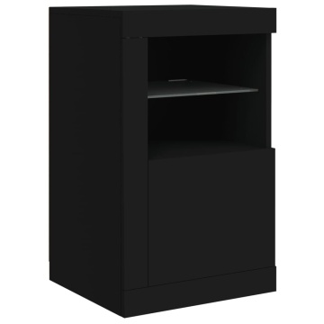 Dulap lateral cu lumini LED, negru, lemn prelucrat - Img 3